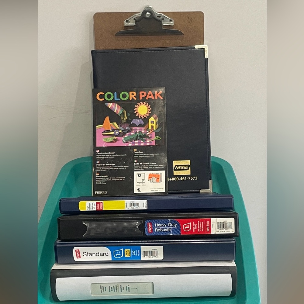 Bundle Deal Binders, Clip Board, Color Pack Scrap Book, & Portfolio Binder. 7pc